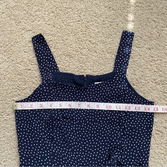 Loft Polka Dot Square Neck Sleeveless Cropped Jumpsuit Tie Waist Belt Size 0P - Picture 10 of 14